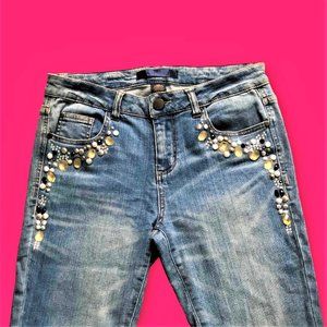 Tinsel "Denim Couture" Y2K Stretchy Skinny Denim with Glamorous Crystals Size 28
